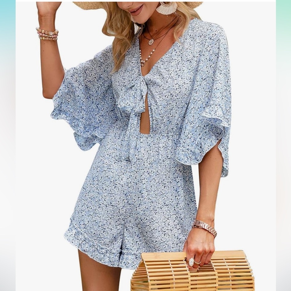 Floral Blue Romper